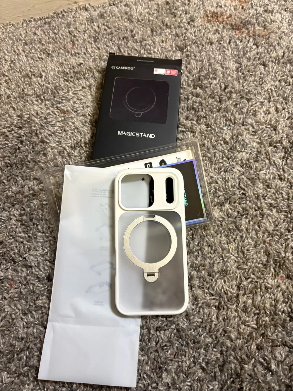 White Magnetic Ring Mount Phone Case for iPhone